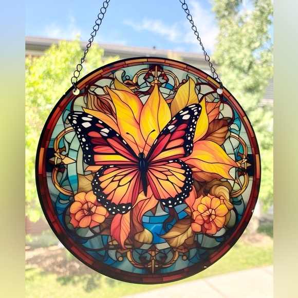 *2 for $25*  Orange monarch butterfly window ornament, suncatcher - Picture 1 of 2
